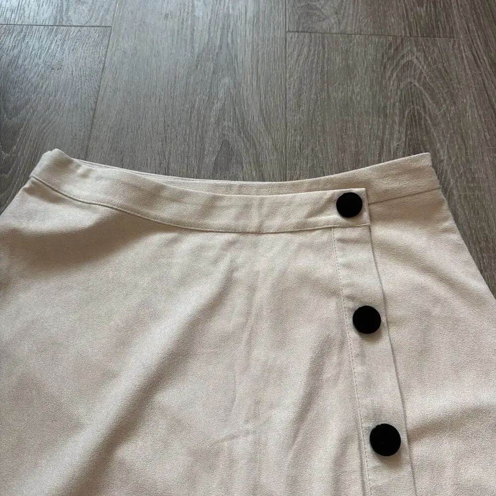 LULUS Vegan Brown Faux Suede Wrap Mini Skirt Small NEW‎